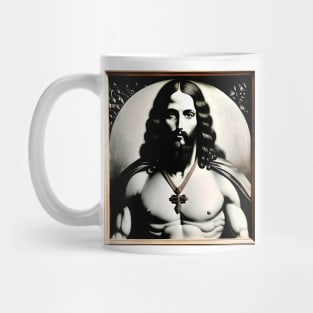 Face of Jesus Christ wearing a crucifix as a necklace Mug